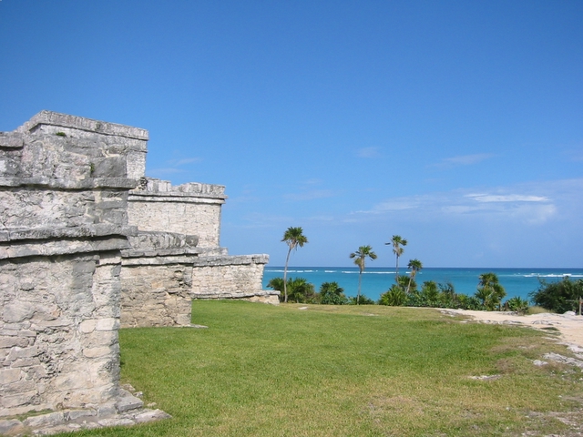 The ocean beyond the ruins